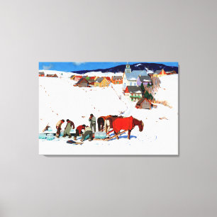 Clarence Gagnon - The Ice Harvest  Canvas Print