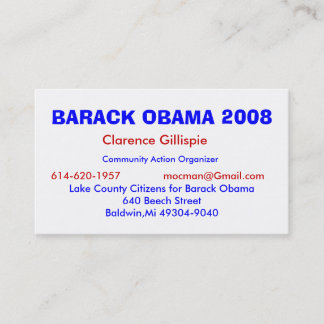 Clarence Gillispie, Community Action Organizer,... Business Card