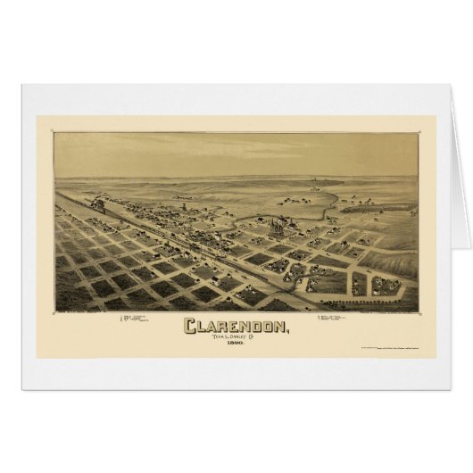 Clarendon, TX Panoramic Map - 1890 Cards (Front Horizontal)