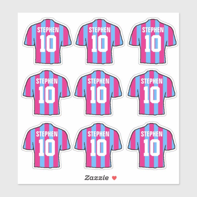 Claret and Blue Football Shirts Sticker (Sheet)