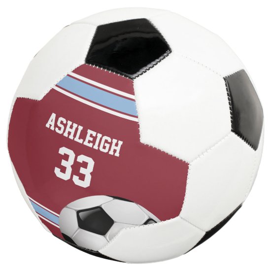 Claret and Blue Stripes Jersey Soccer Ball