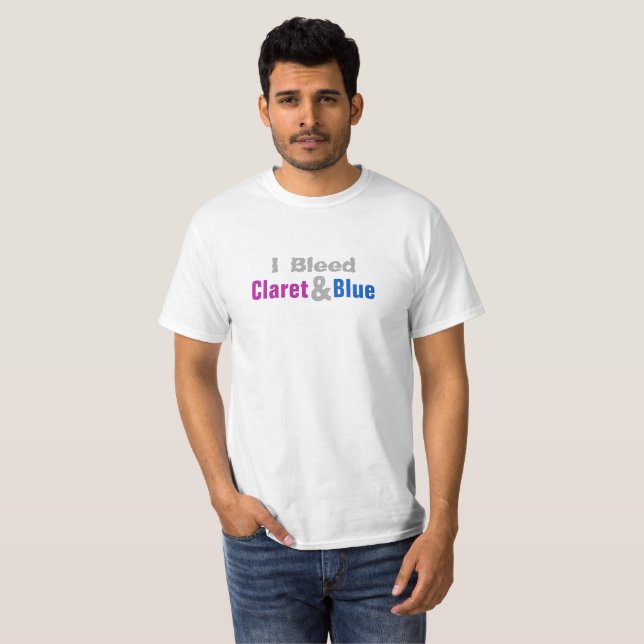 Claret & Blue Football Fan T-Shirt (Front Full)