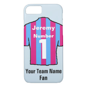 Claret & Blue Football Shirt Customise name & team iPhone 8/7 Case