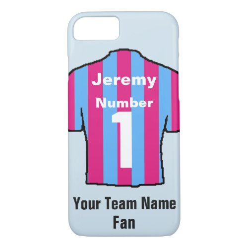 Claret  Blue Football Shirt Customise name  team iPhone 87 Case