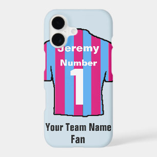 Claret & Blue Football Shirt Customise name & team iPhone 17 Case