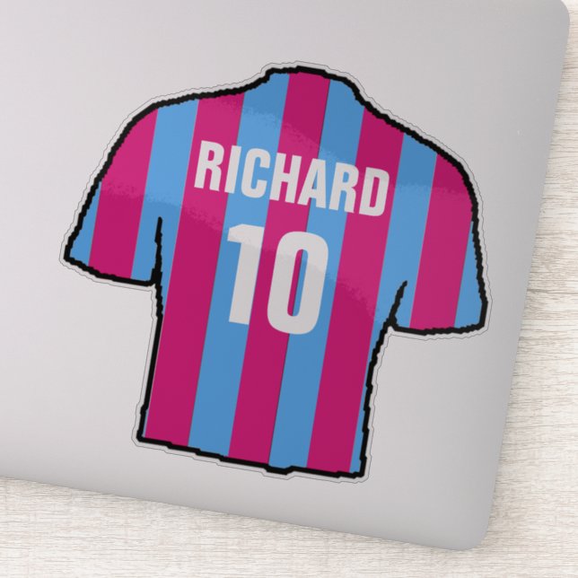 Claret & Blue Football Shirt to Personalise. Sticker (Detail)