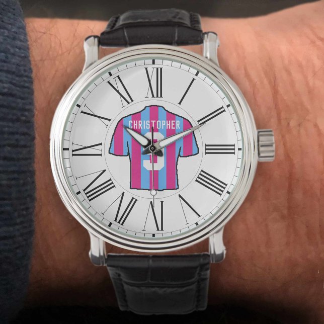 Claret & Blue Football Shirt with Roman Numerals. Watch (Creator Uploaded)