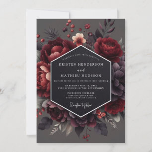 Claret Chiaroscuro Bloom Wedding Invitation