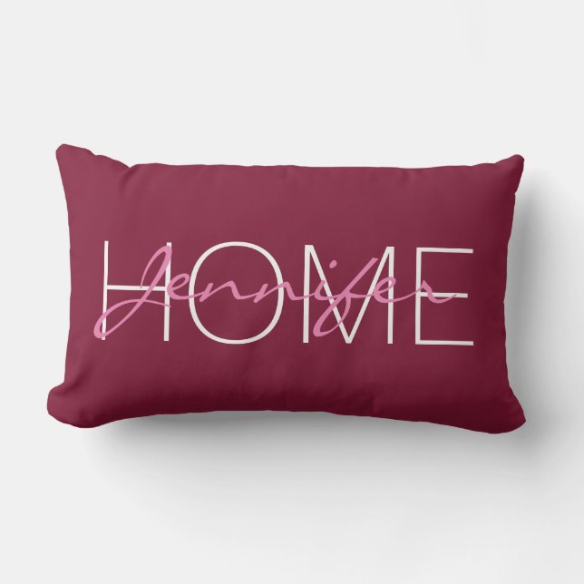 Claret color home monogram lumbar pillow (Front)