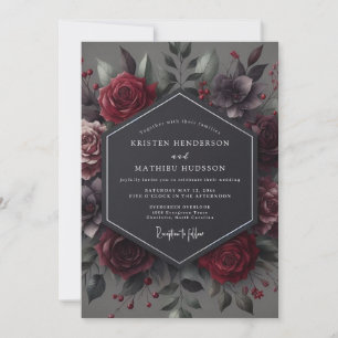 Claret Gothic Wedding Invitation
