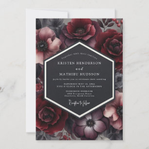 Claret Penumbral Bloom Wedding Invitation