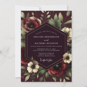 Claret Renaissance Bloom Wedding Invitation