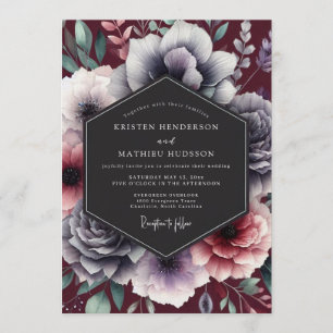 Claret Slate Baroque Wedding Invitation