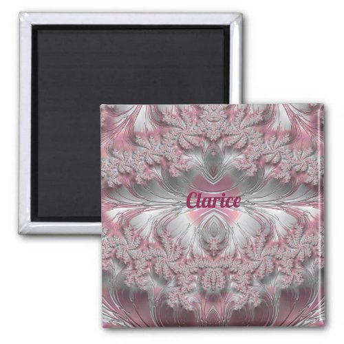 CLARICE  Pink Gray Silver White Pattern   Magnet