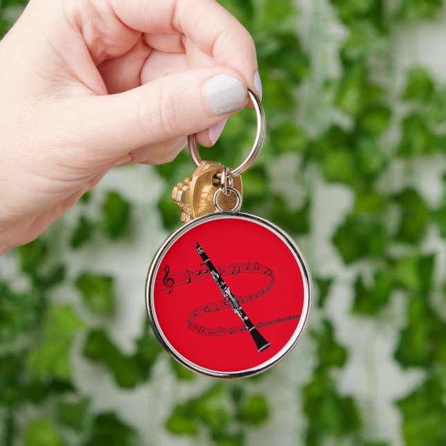 Clarinet and musical notes keychain (Hand)