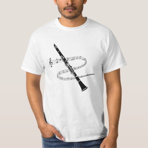 Clarinet and musical notes T_Shirt