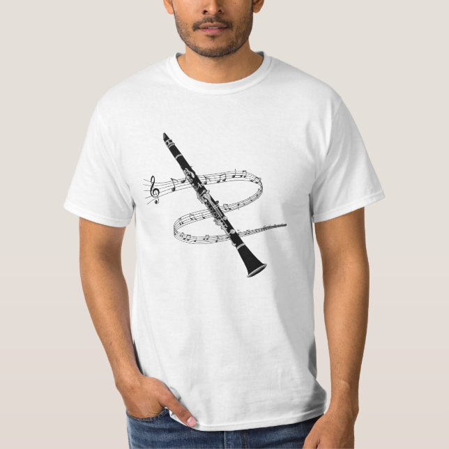 Clarinet and musical notes T-Shirt (Front)