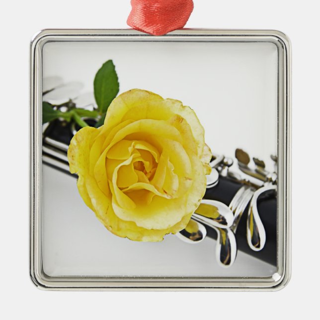 Clarinet and Yellow Rose Ornament (Front)