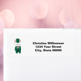 Clarinet Band Rabbit Green Return Address Label