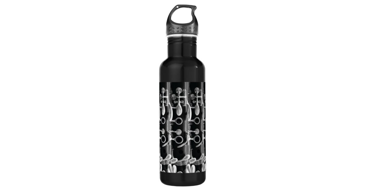 Clarinet Black And White Wallpaper Stainless Steel Water Bottle