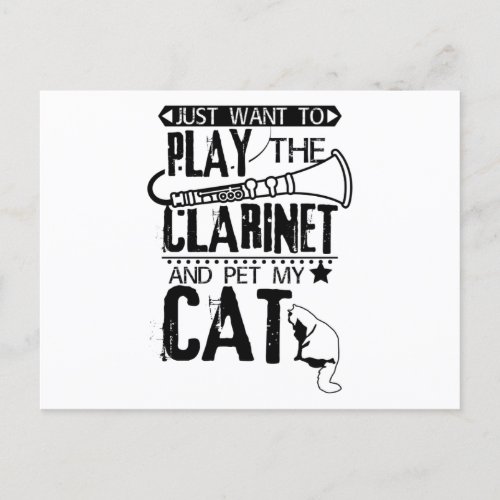Clarinet Cat Postcard