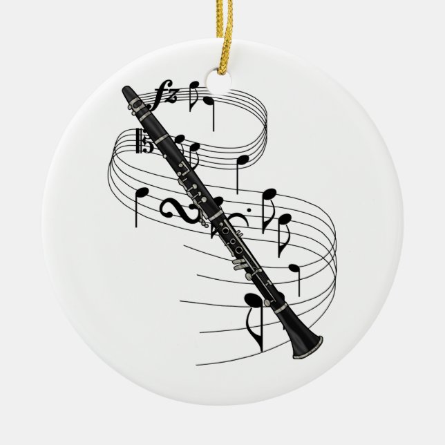 Clarinet Ceramic Ornament (Front)