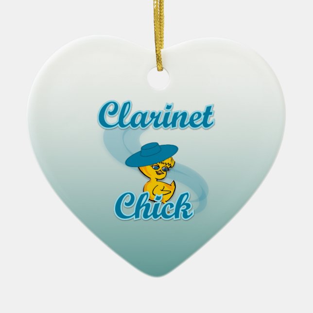 Clarinet Chick #3 Ceramic Ornament (Front)