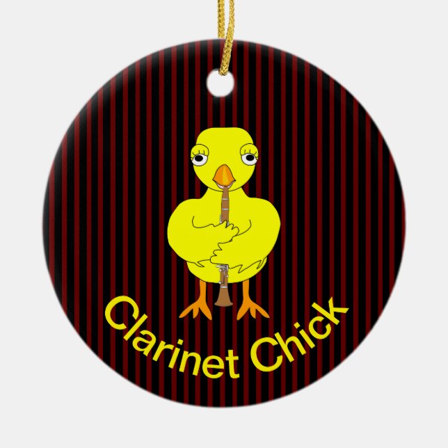 Clarinet Chick Ceramic Ornament (Front)