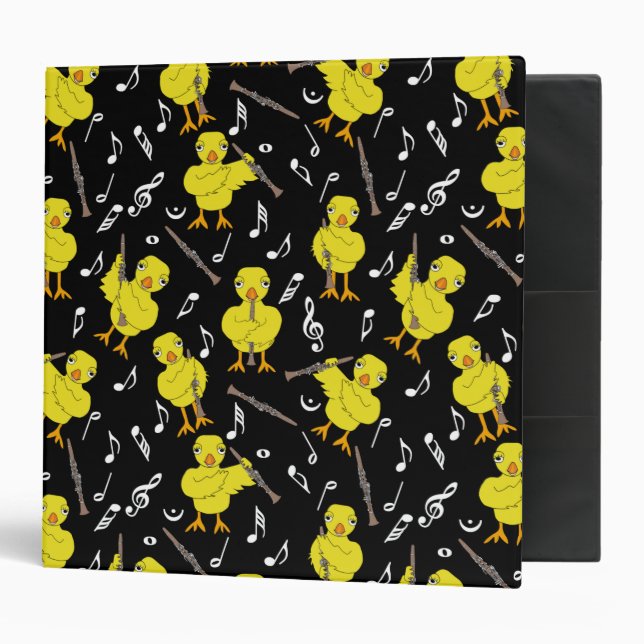 Clarinet Chick Clarinets Music Notes 3 Ring Binder (Front/Inside)