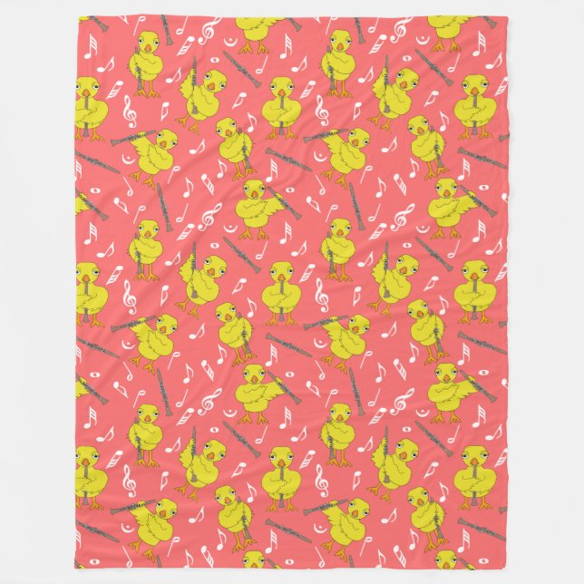Clarinet Chick Clarinets Music Notes  Fleece Blanket (Front)