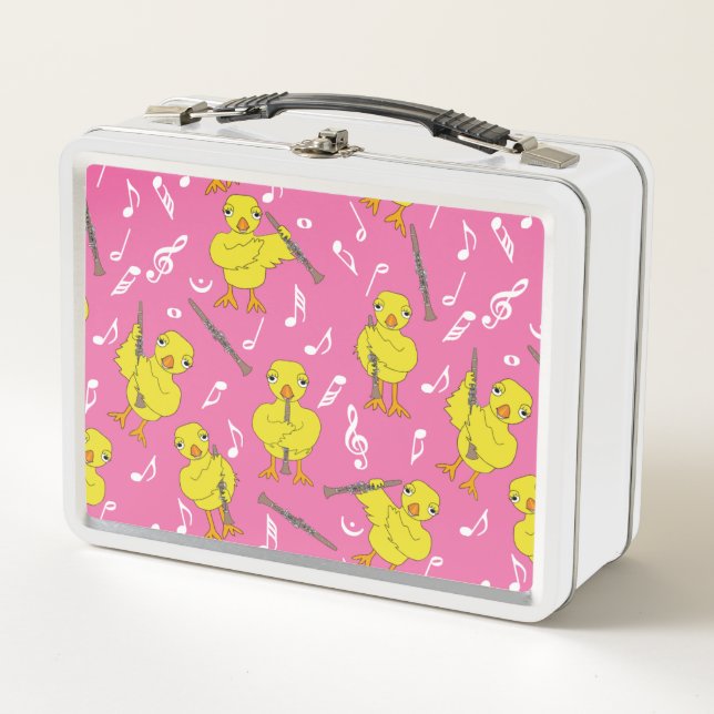 Clarinet Chick Clarinets Music Notes  Metal Lunch Box (Front)