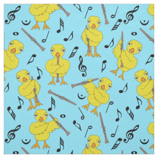 Clarinet Chick Music Notes Fabric