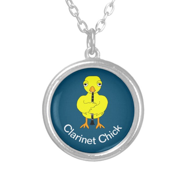 Clarinet Chick Silver Plated Necklace (Front)