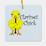 Clarinet Chick Text Ceramic Ornament