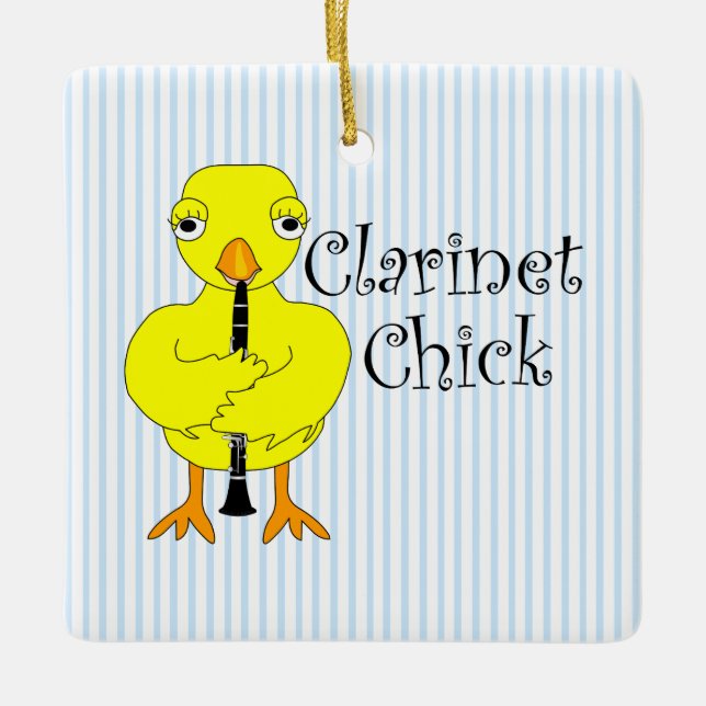 Clarinet Chick Text Ceramic Ornament (Front)