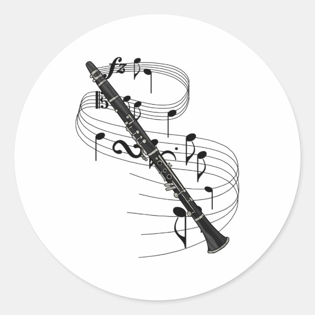 Clarinet Classic Round Sticker (Front)