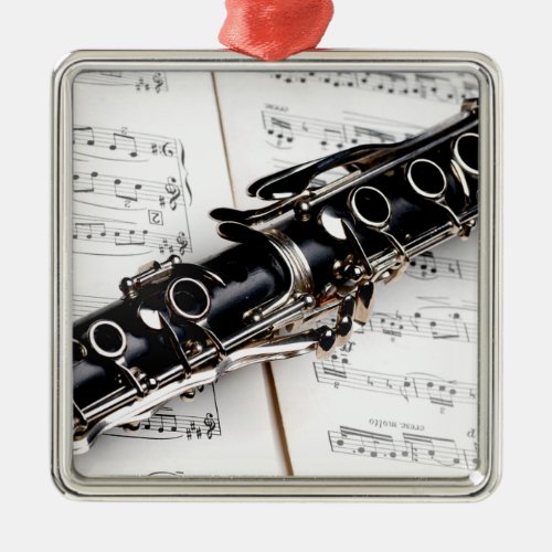 Clarinet closeup photo  metal ornament