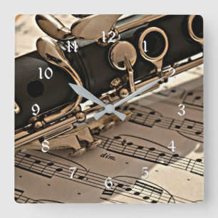 Clarinet Closeup Square Wall Clock