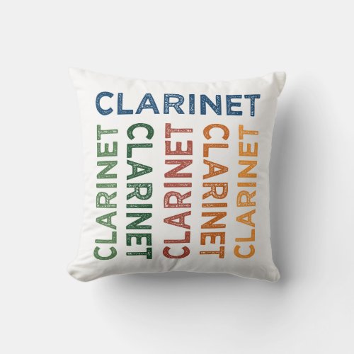 Clarinet Colorful Throw Pillow