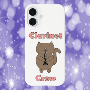 Clarinet Crew Brown Cat Pink iPhone 16 Case