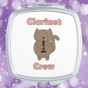 Clarinet Crew Brown Cat Pink Compact Mirror