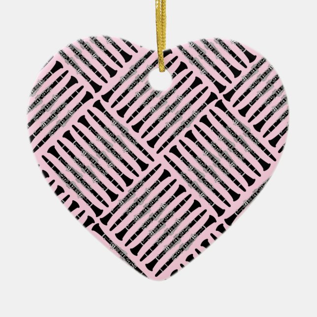 Clarinet Crosshatch Ceramic Ornament (Front)