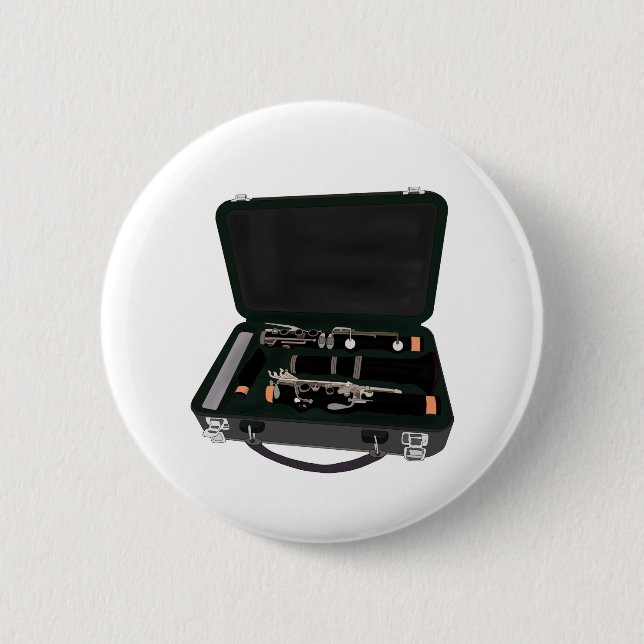 Clarinet Disassembled Inside a Suitcase Button (Front)
