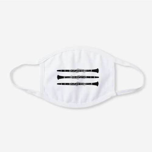 Clarinet Drawing White Cotton Face Mask