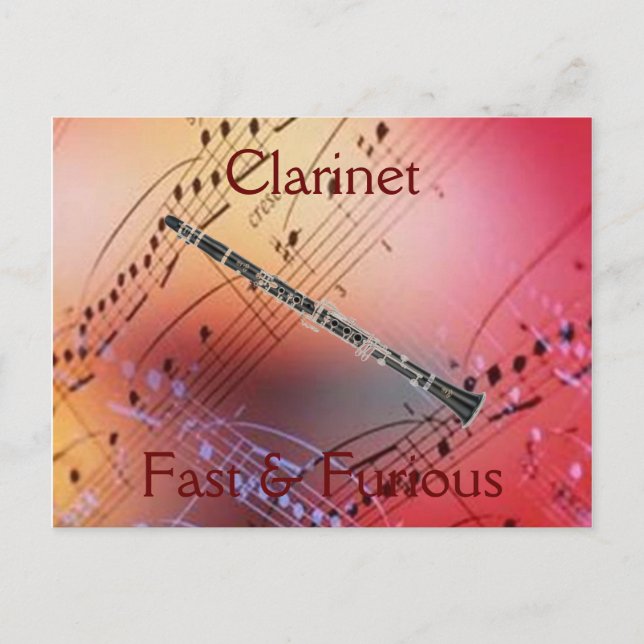 Clarinet:  Fast & Furious Bumper Sticker Postcard (Front)