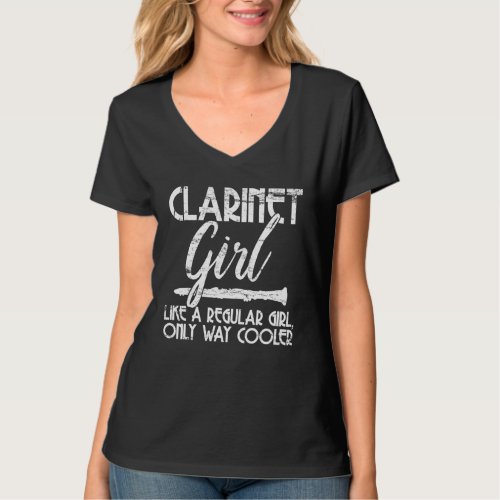 Clarinet Girl Music Instrument Funny Vintage T_Shirt