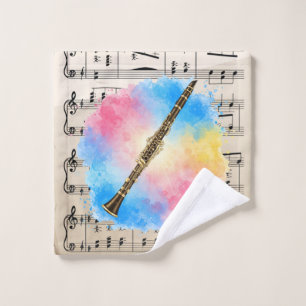 Clarinet Harmony: Colorful Watercolors  Bath Towel Set