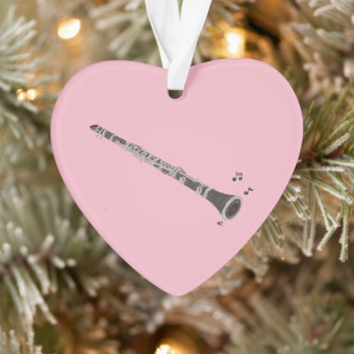 Clarinet heart_shaped Christmas ornament