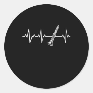 Clarinet Heartbeat Classic Clarinetist Gift Idea Classic Round Sticker