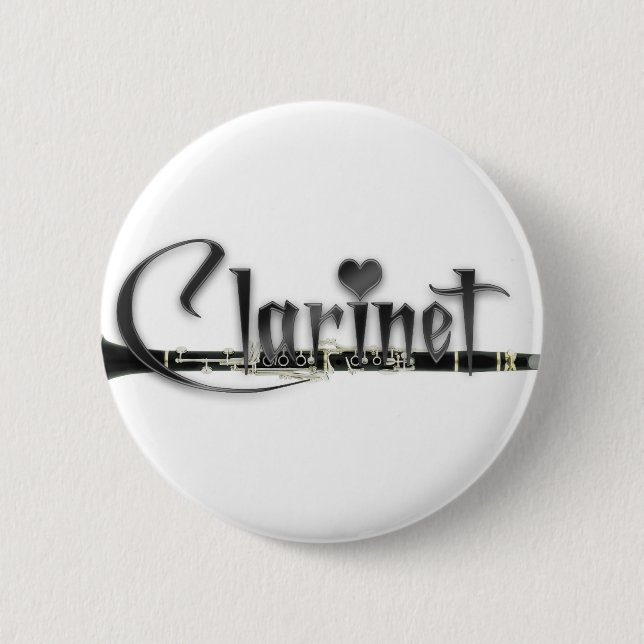 Clarinet I Love Clarinet Pinback Button (Front)